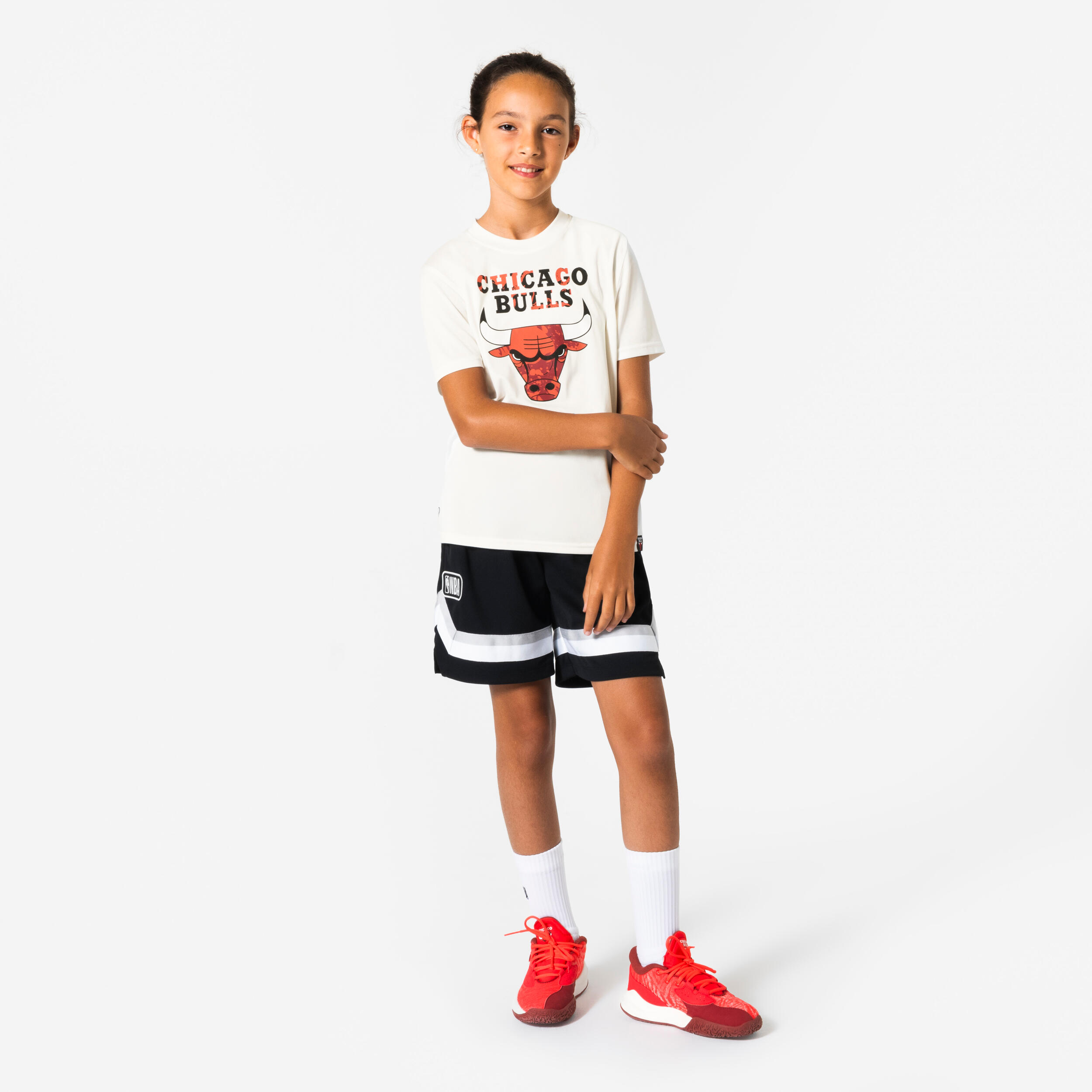 NBA-Basketball-T-Shirt der Chicago Bulls für Kinder, 900, weiss 5/8