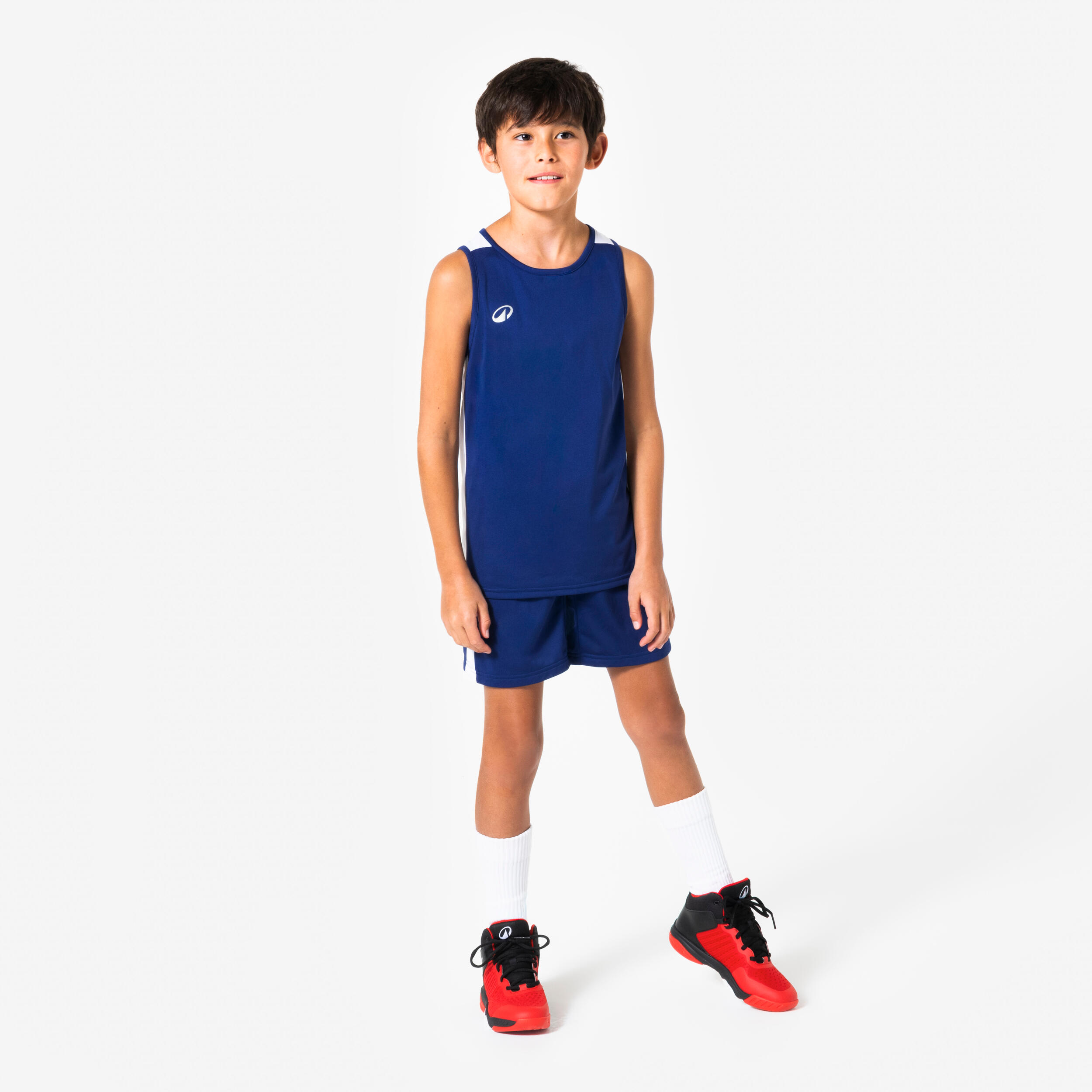 Kinder-Basketball-Shorts, SH100, Dunkelblau 5/8