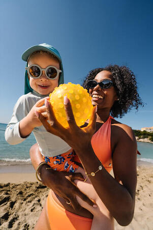 Плавки-боксери дитячі Titou з УФ-захистом сині з принтом помаранчеві