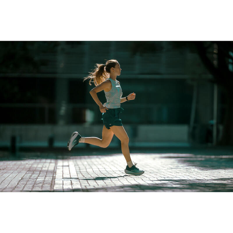 Șort respirant alergare trail Kiprun Run 500 Dry Albastru Damă