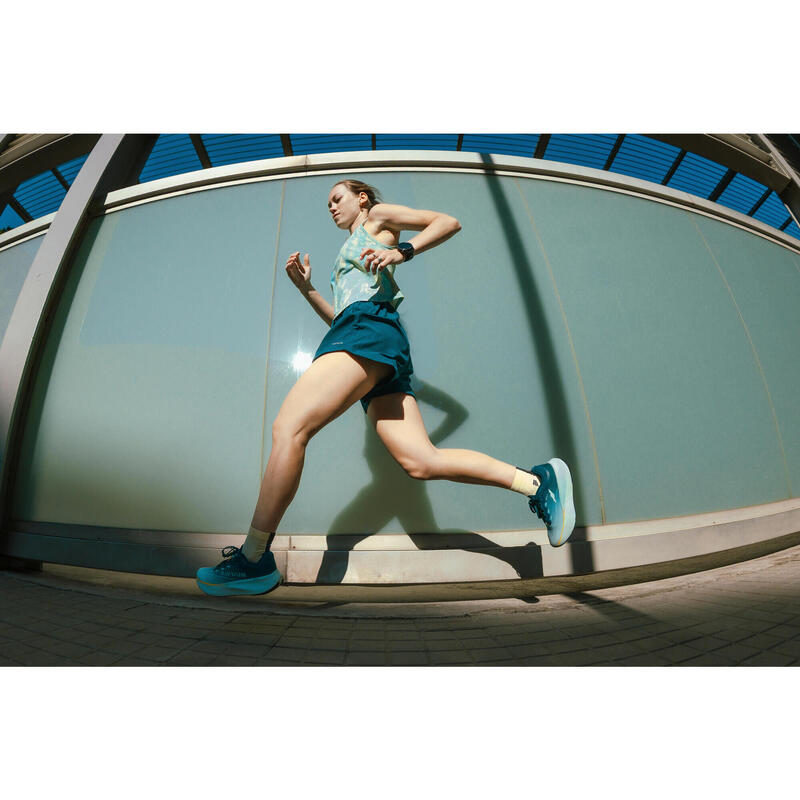 Șort respirant alergare trail Kiprun Run 500 Dry Albastru Damă