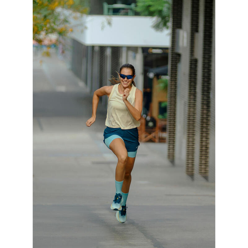 Tricou scurt și respirant de alergare Kiprun Run 500 Galben Damă