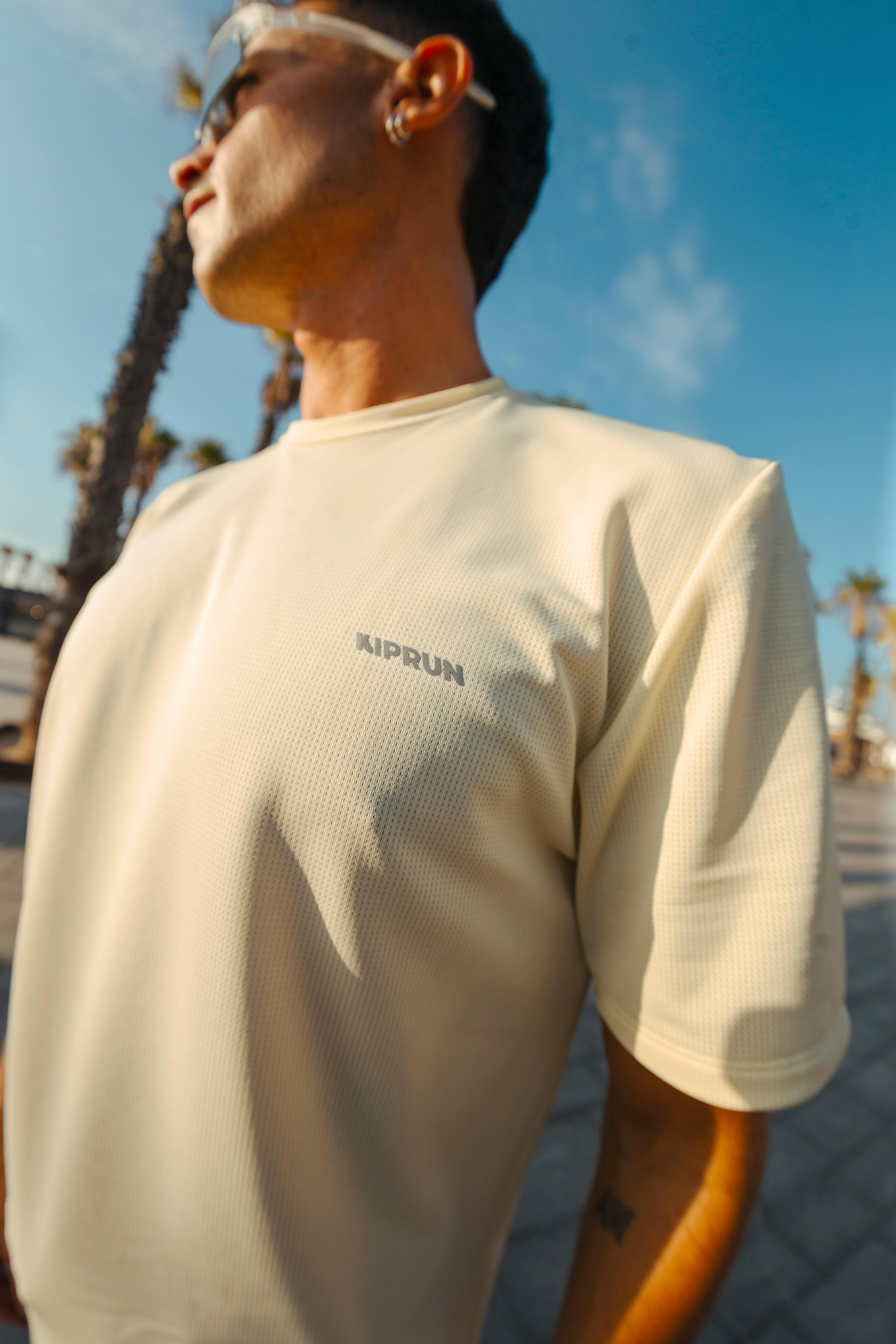 T-shirt de de course respirant homme, Run 500 Dry jaune clair 8/10