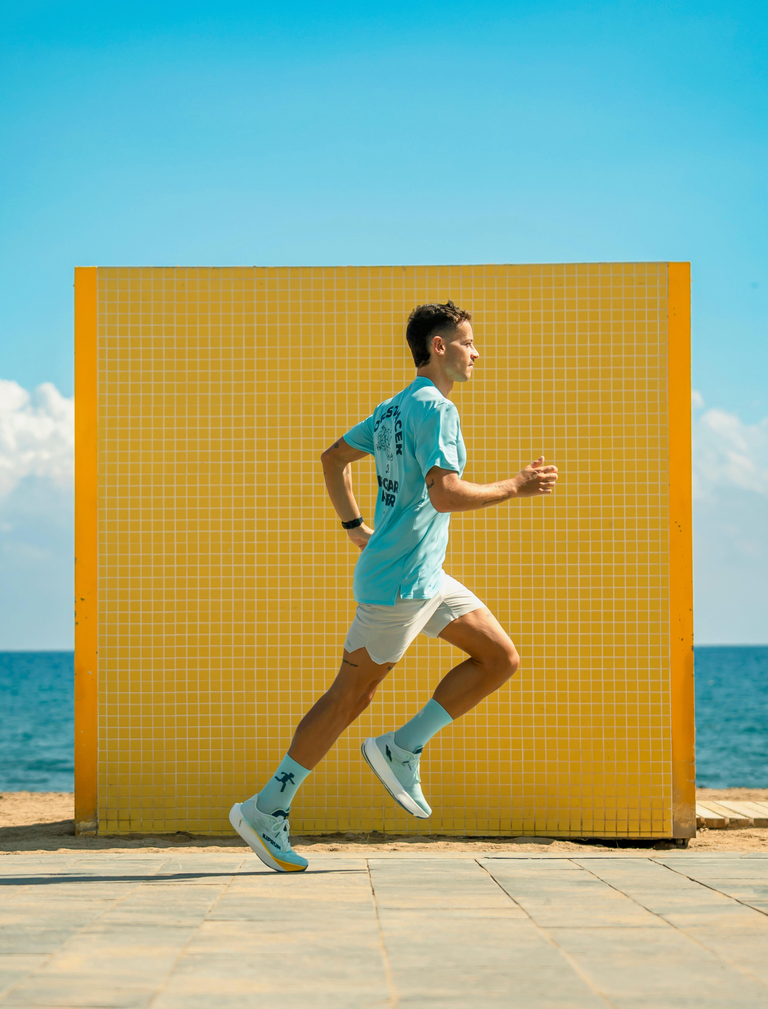 T-Shirt Running Herren, Kiprun Run 500 Blau 10/13