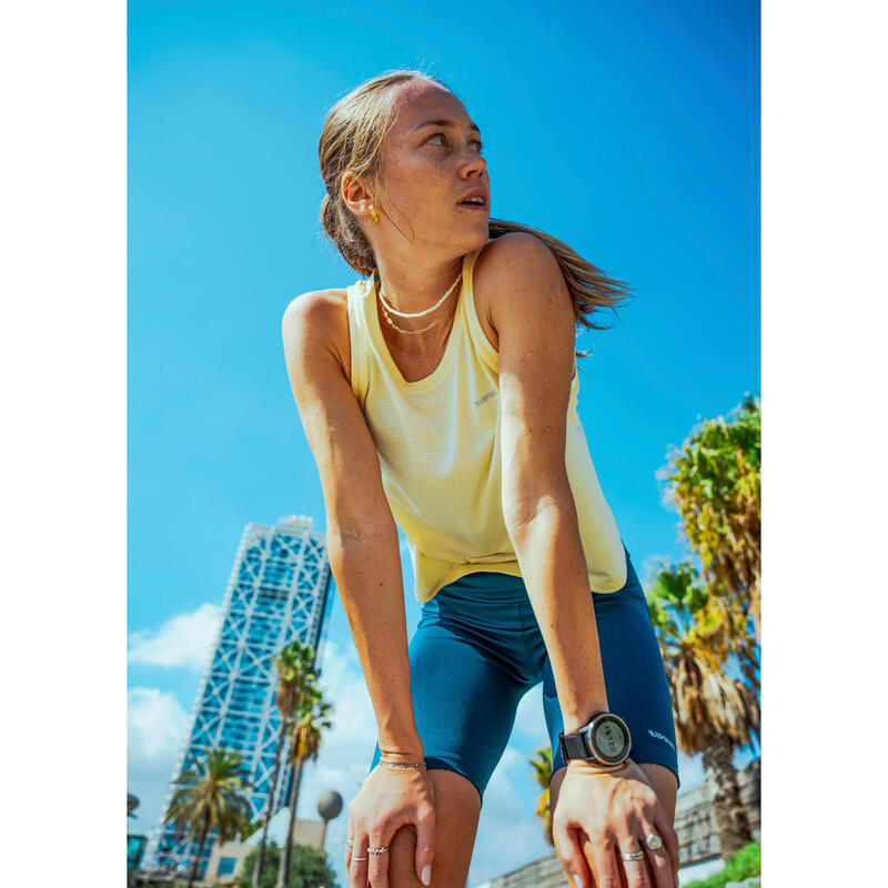 Tricou scurt și respirant de alergare Kiprun Run 500 Galben Damă
