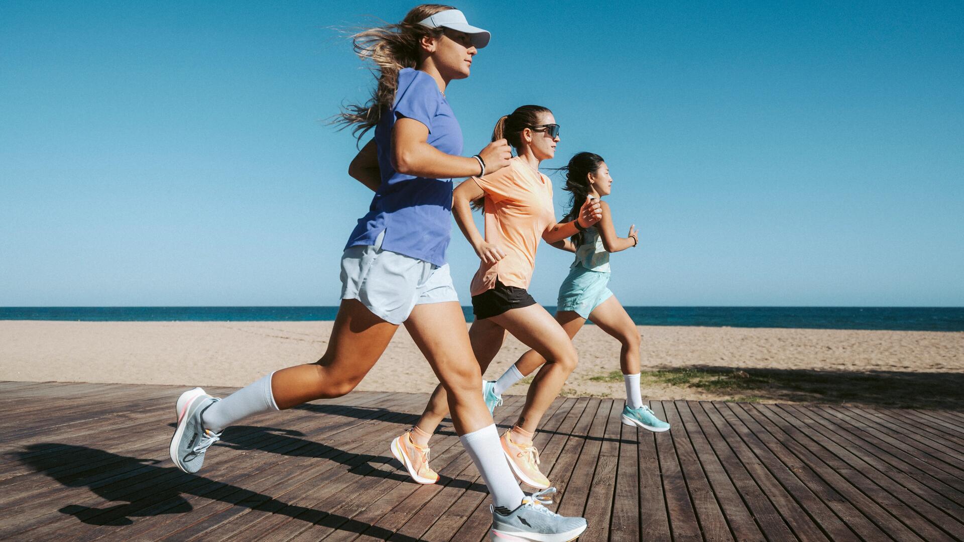 Partners running in a park