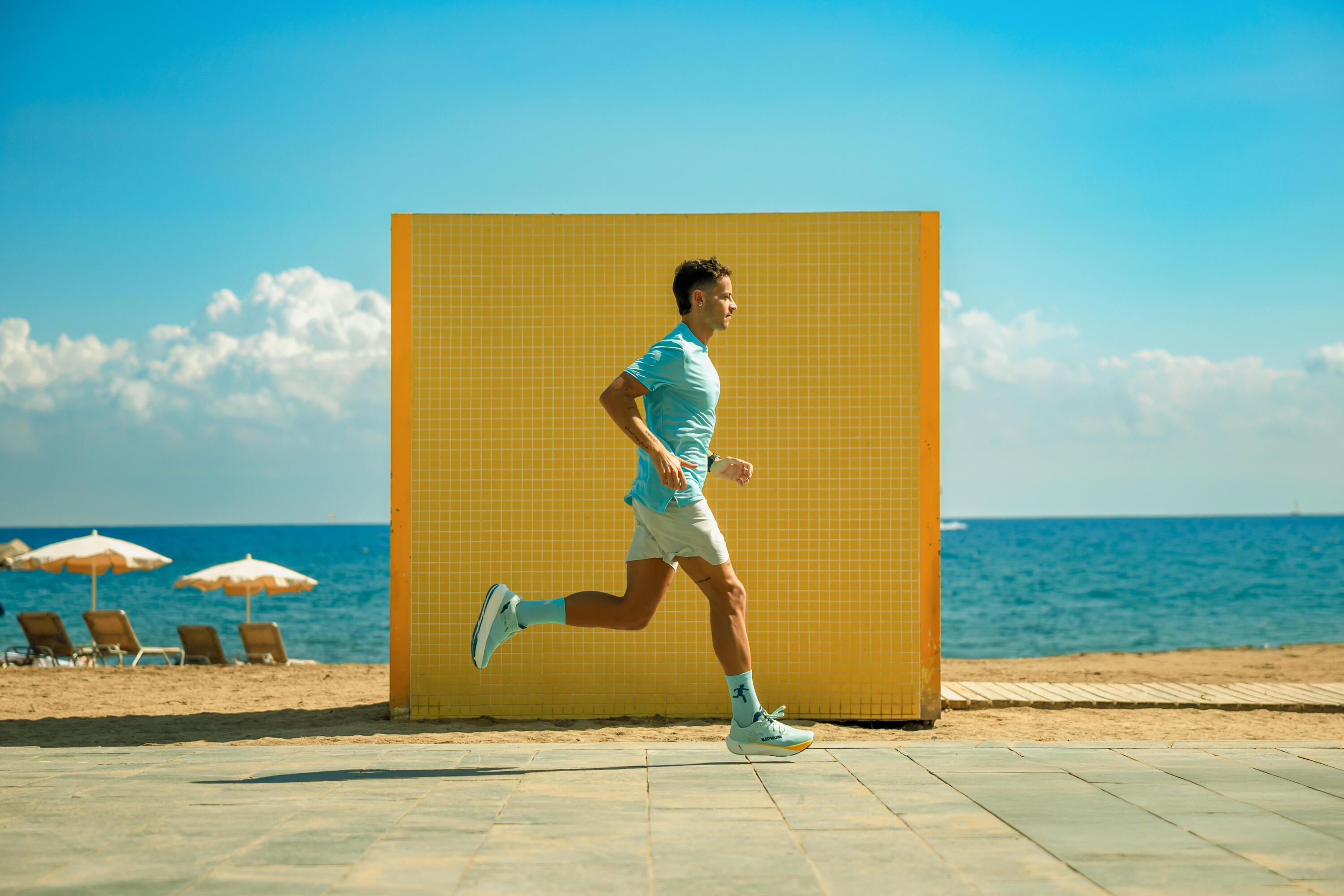 Chaussures de running route homme, Kiprun Kipride bleues 12/14