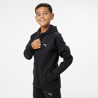 Felpa Puma bambino ginnastica con cappuccio e zip pesante nera