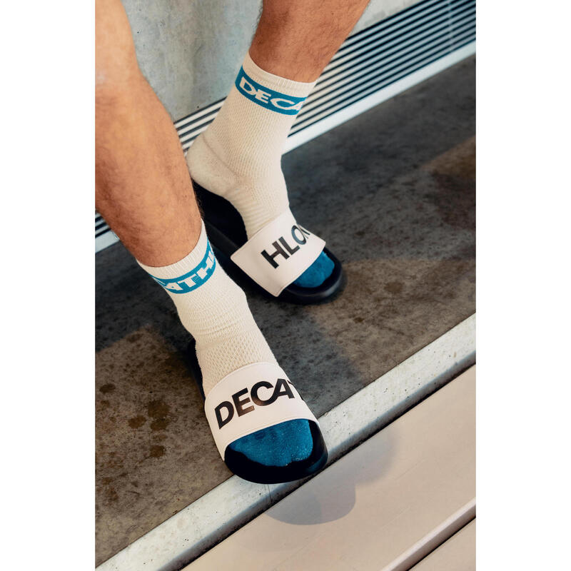 Șlapi de piscină Collector Decathlon Negru și alb