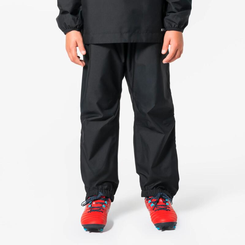 Pantalon Imperbeabil Rugby R500 SMOCKPANT Negru Copii 