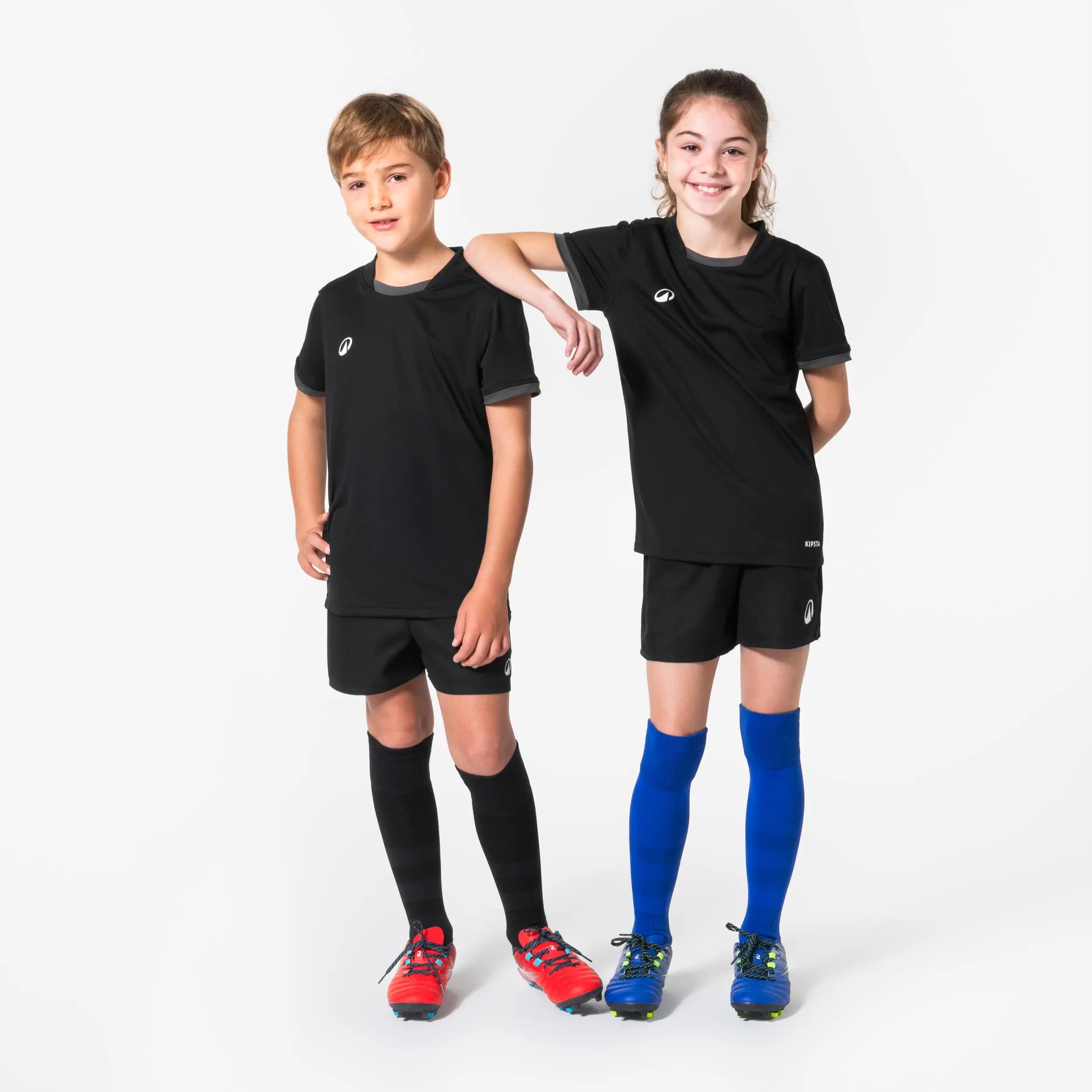 Short de rugby avec poches enfant - r100 noir 2/6