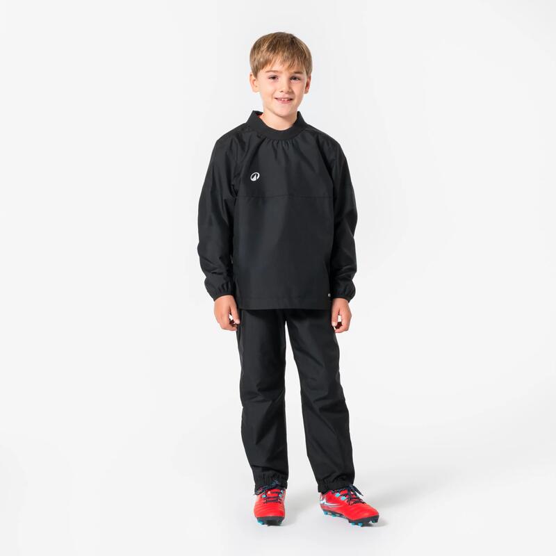 Pantalon Imperbeabil Rugby R500 SMOCKPANT Negru Copii 