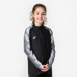 Sweat de football 1/2 zip enfant VIRALTO Dop Noir et manche grise
