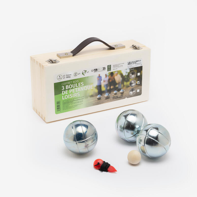 Triplette De Pétanque Ferry – 3 Boules Noires Modèle Loisir Compétition – Avec étui Tube, Corde Et Cochonnet
