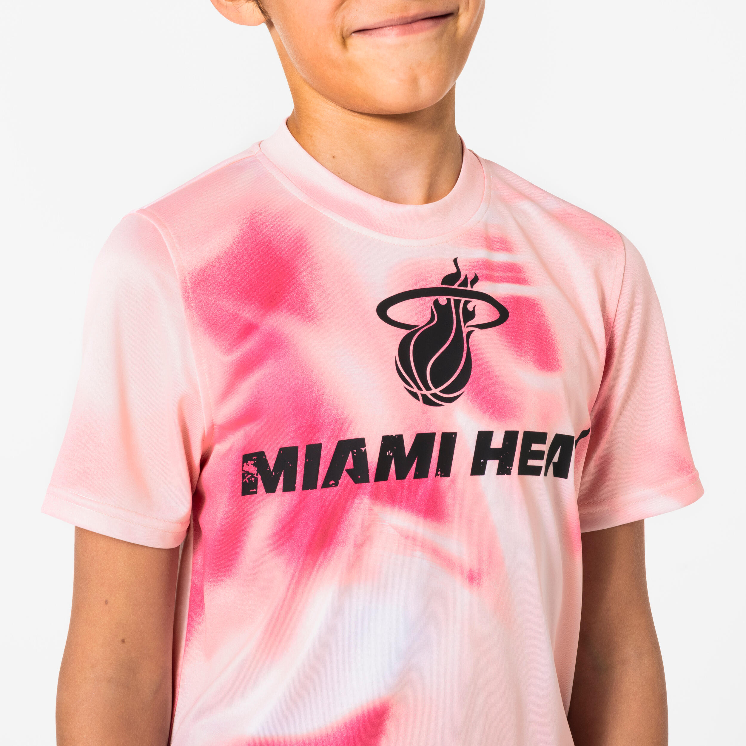 T-shirt basket bambino 900 NBA Miami Heat fucsia 3/8