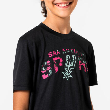Футболка дитяча 900 для баскетболу NBA Spurs чорна
