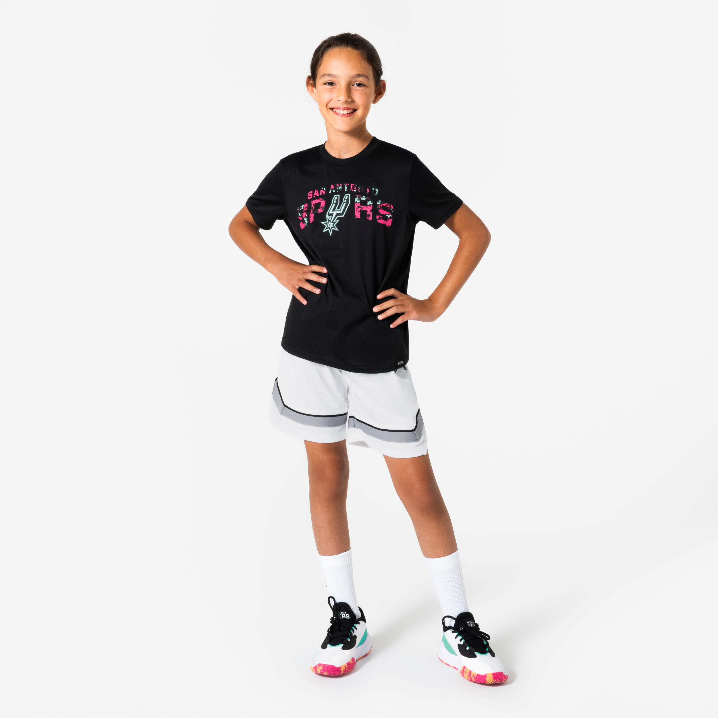 T-shirt basket bambino 900 NBA Spurs nera 2/8