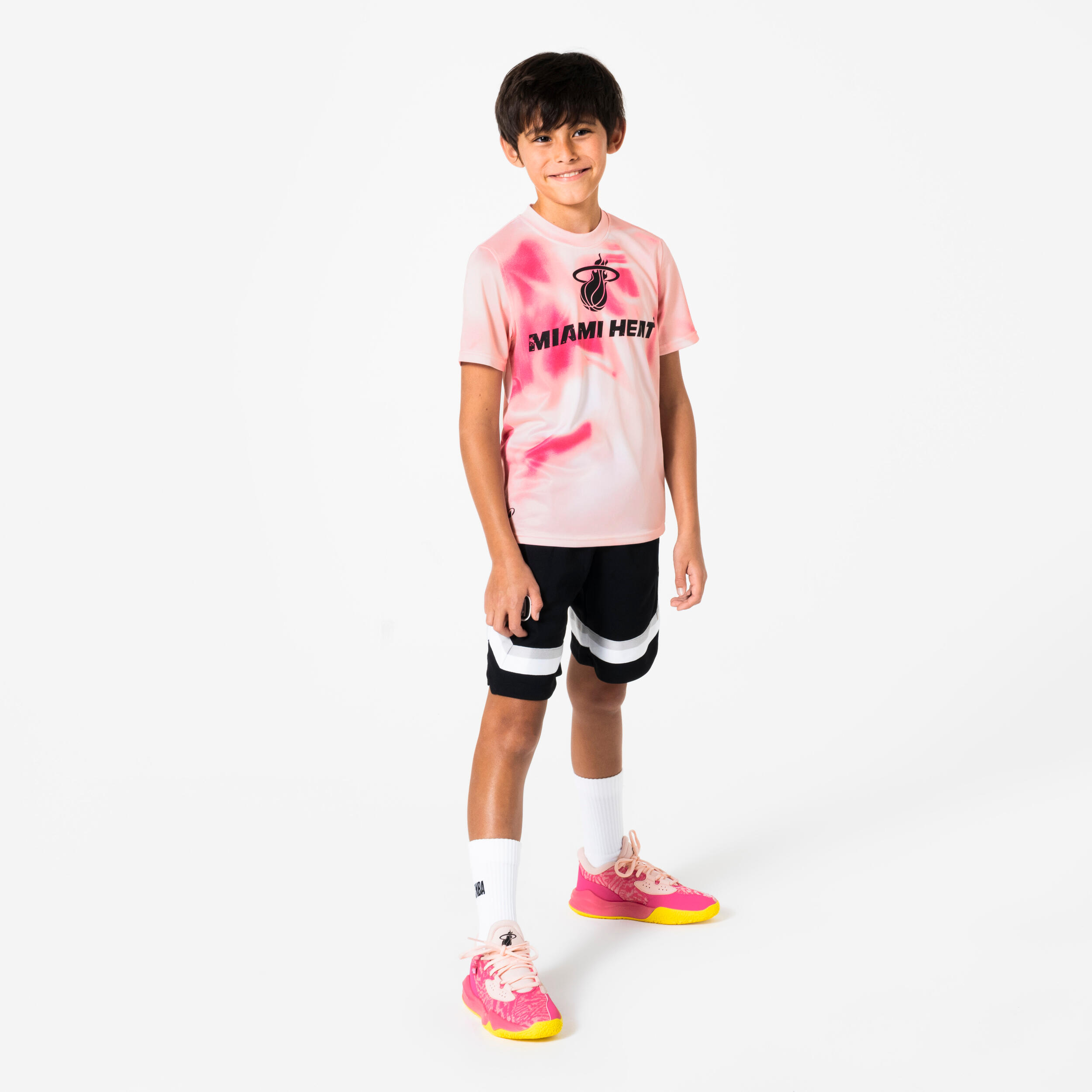 T-shirt basket bambino 900 NBA Miami Heat fucsia 2/8