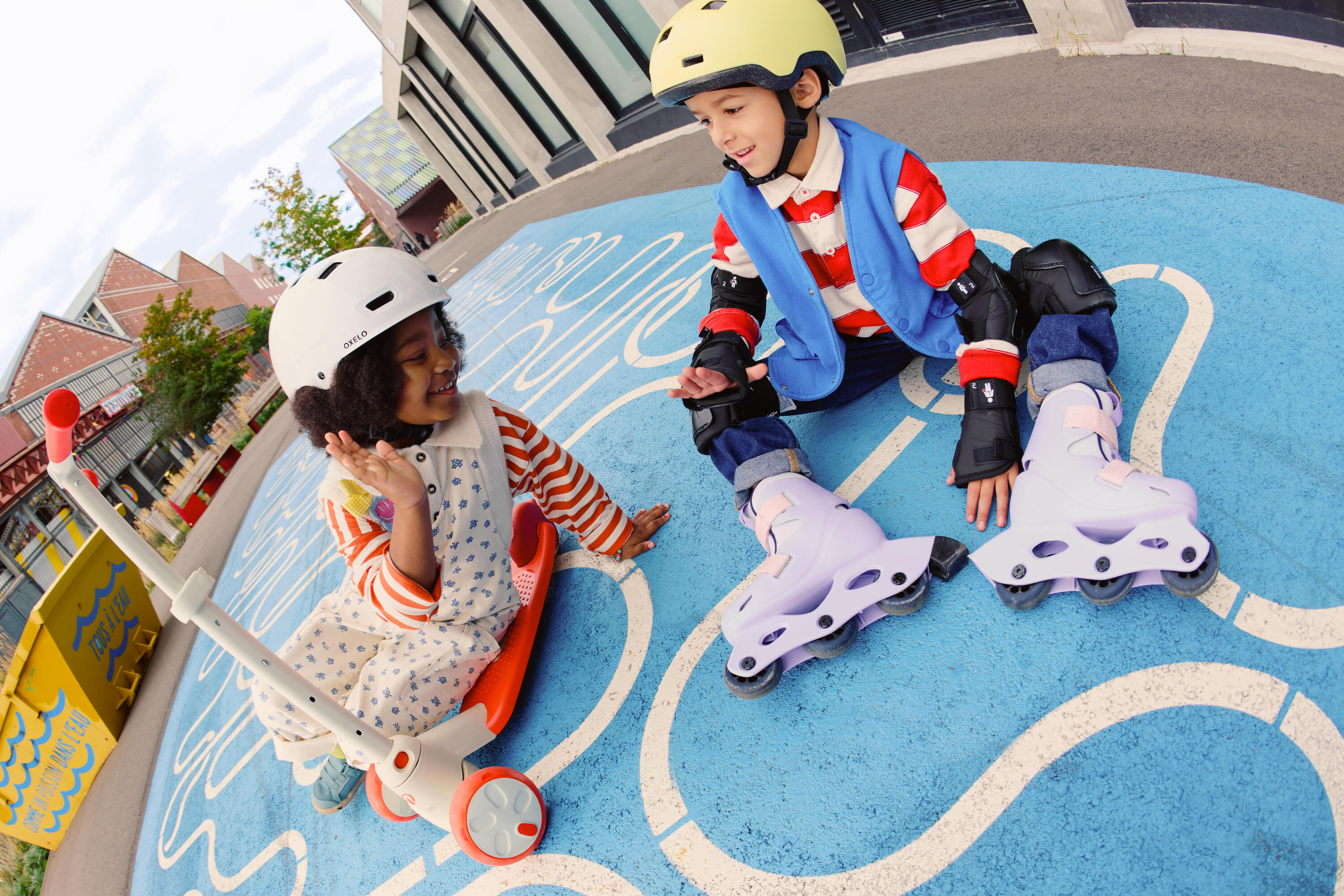 Kinderhelm für Inlineskates, Skateboard, Scooter und Velo B100 gelb 21/21