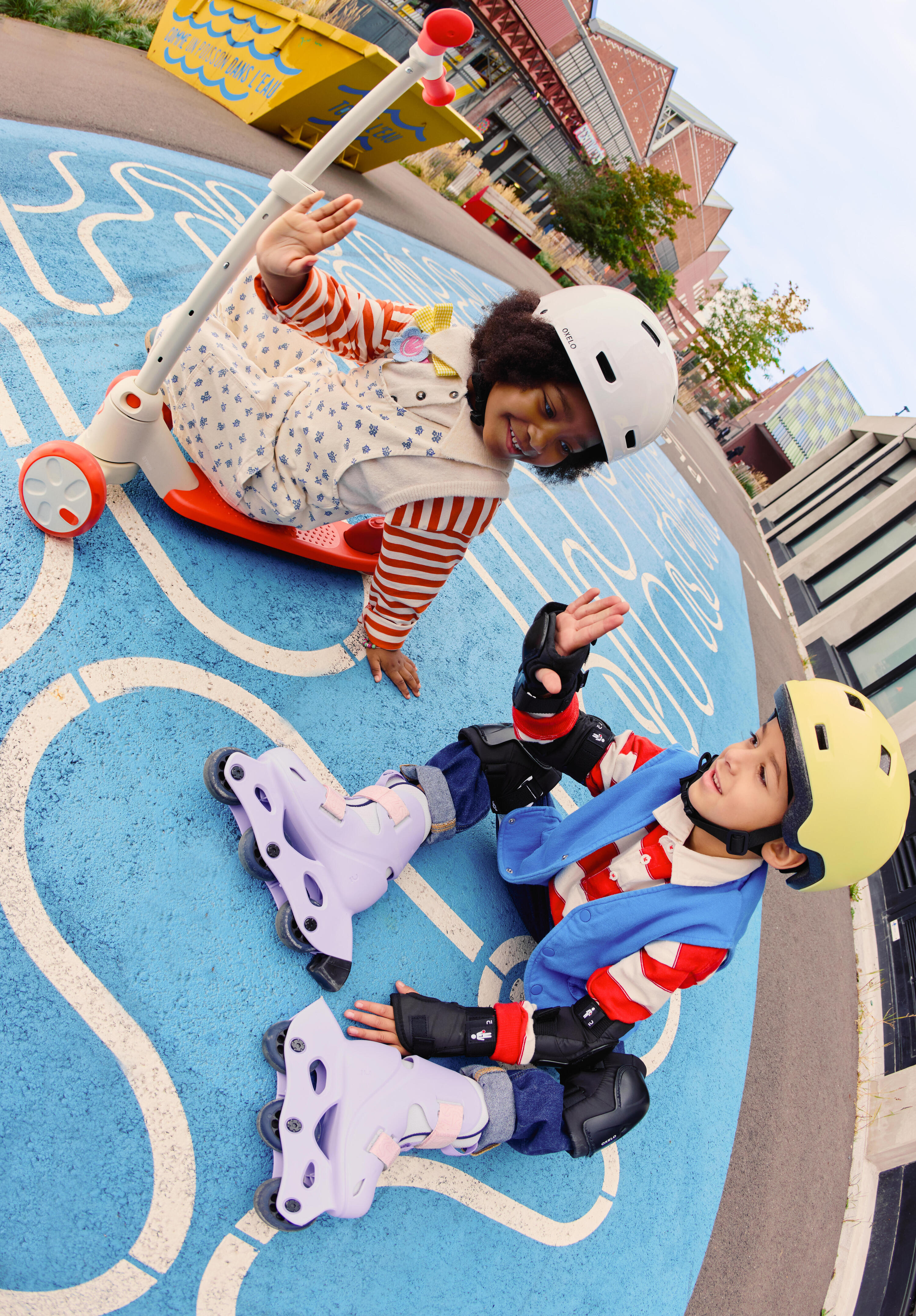 Kinderhelm für Inlineskates, Skateboard, Scooter und Velo B100 gelb 18/21