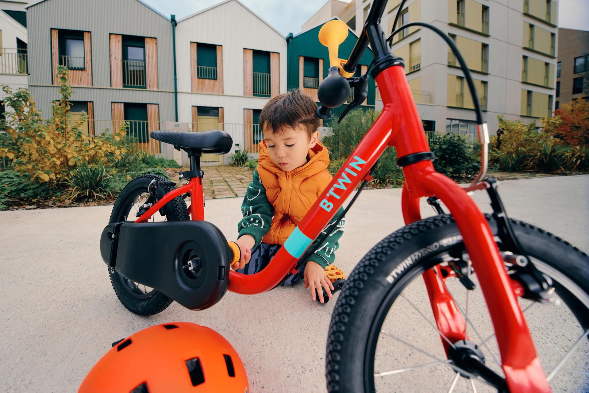 adjusting a child's helmet