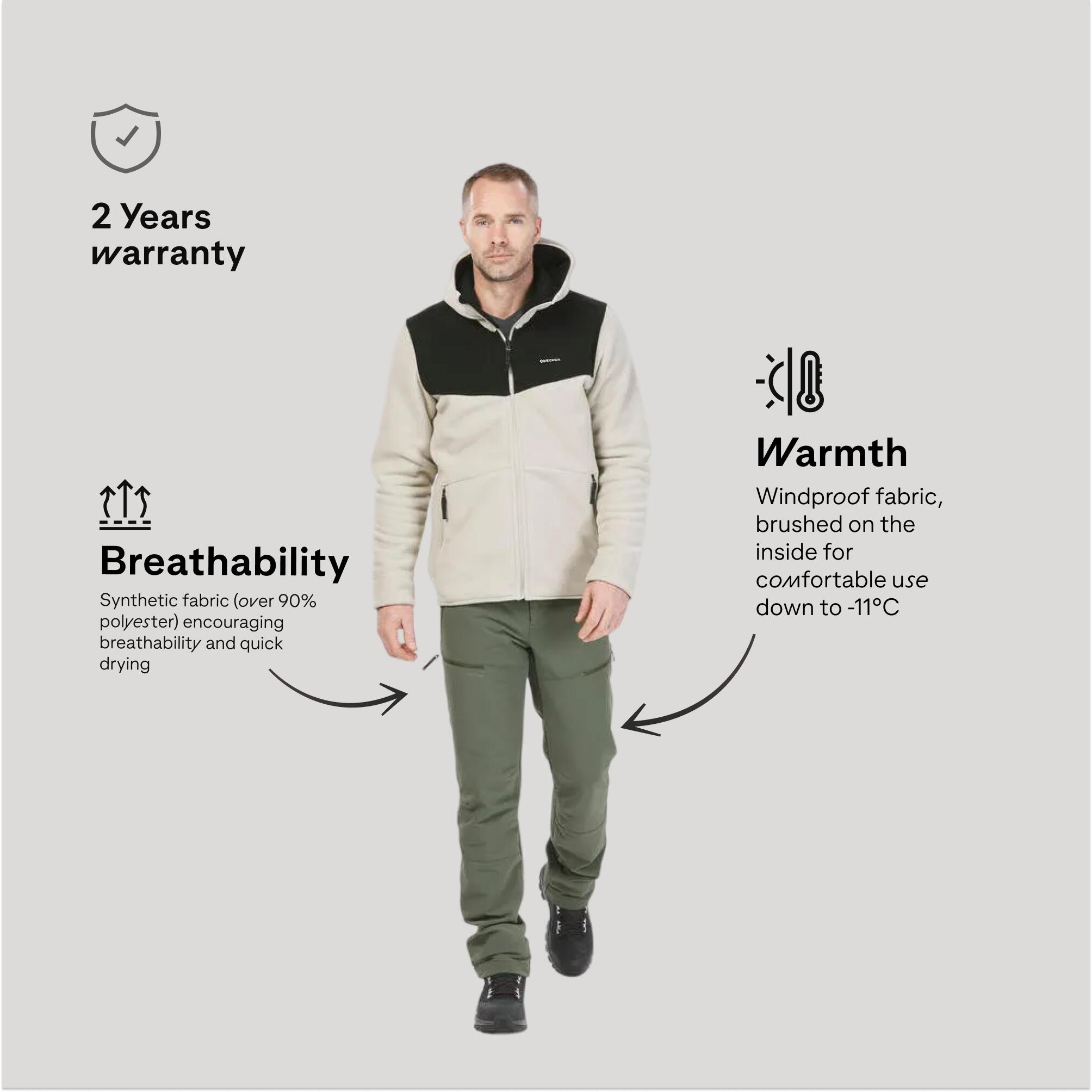 Men’s warm and water-repellent hiking trousers, SH500 - Green