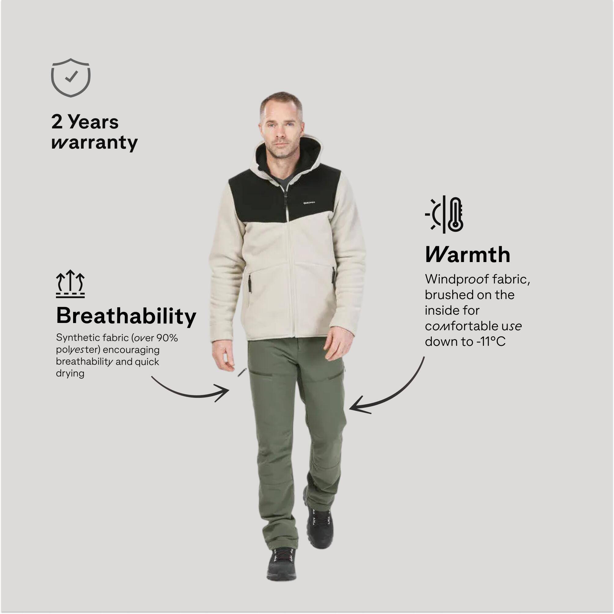 Men’s warm and water-repellent hiking trousers, SH500 - Green -  3