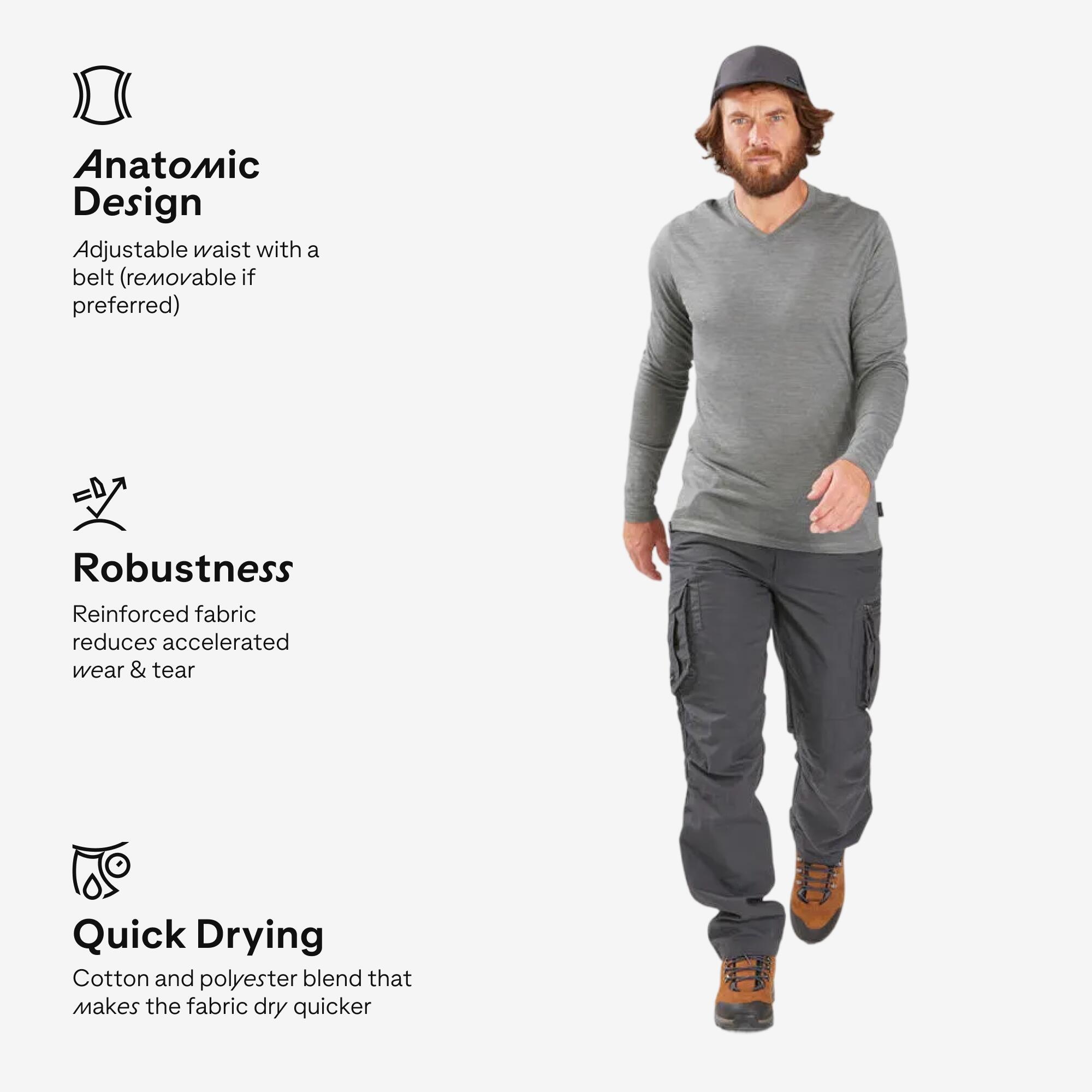 Men Straight Fit Durable Cargo Pant Grey - Travel 100