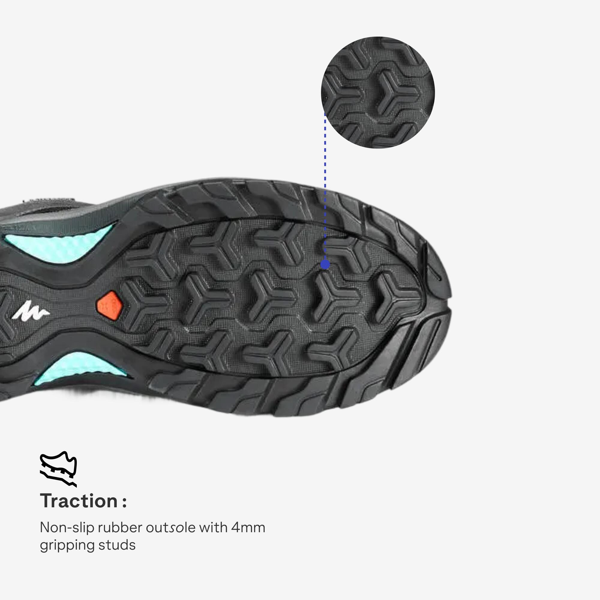 Women Low Ankle Waterproof Hiking Shoes with Non-Slip Outsole Grey - MH100