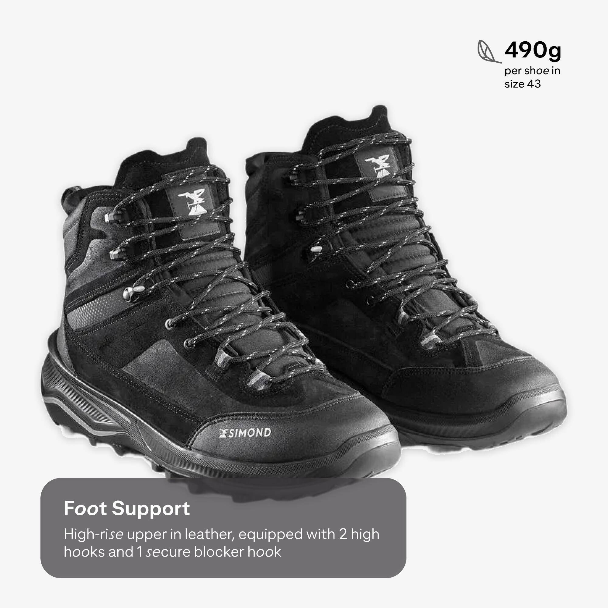 MEN's LEATHER HIGH TREKKING SHOES MT100 -  4