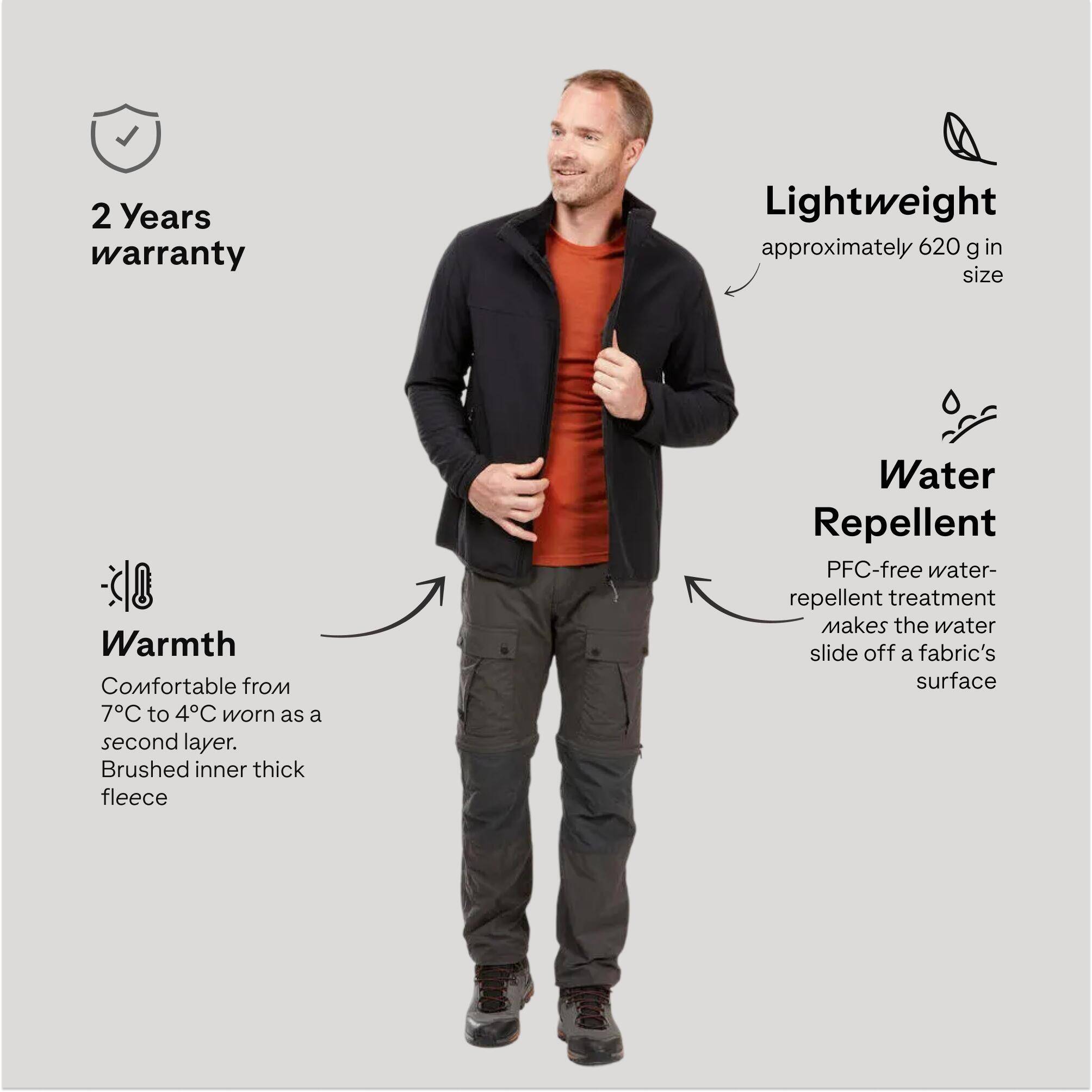 Men Winter Jacket Windproof - MT100 Black -  3