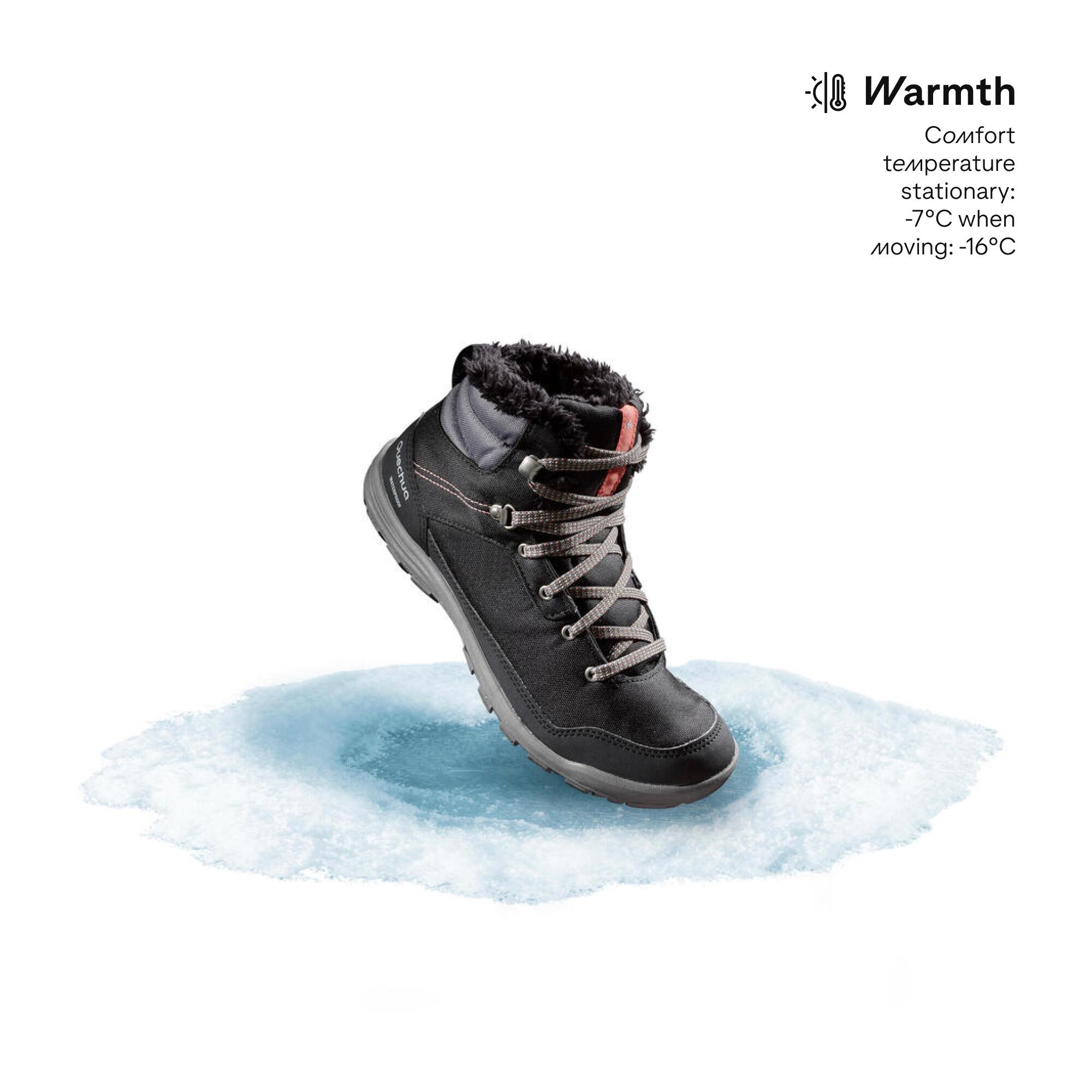 Women Mid Ankle Winter Shoes with Waterproofing Black - SH100