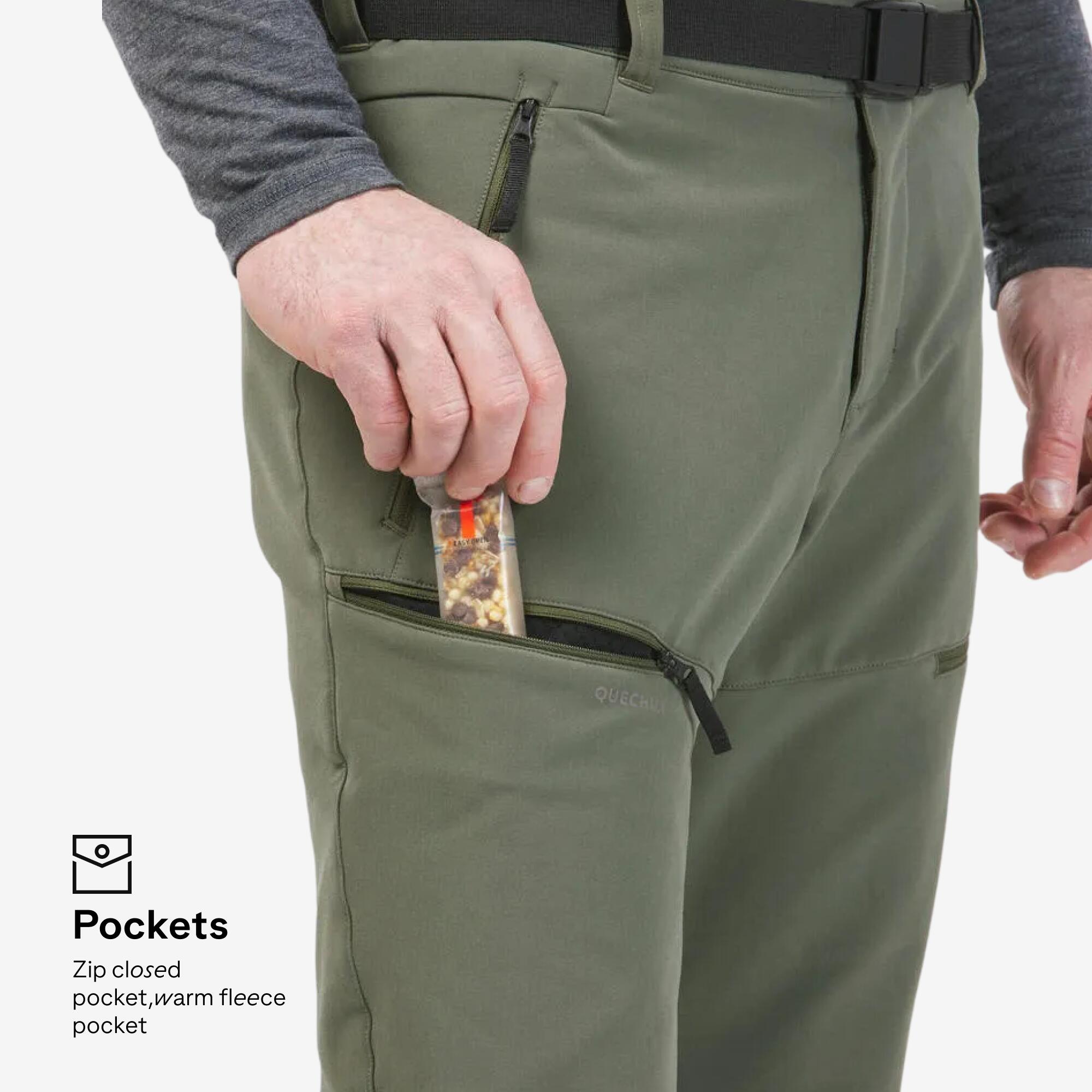 Men’s warm and water-repellent hiking trousers, SH500 - Green
