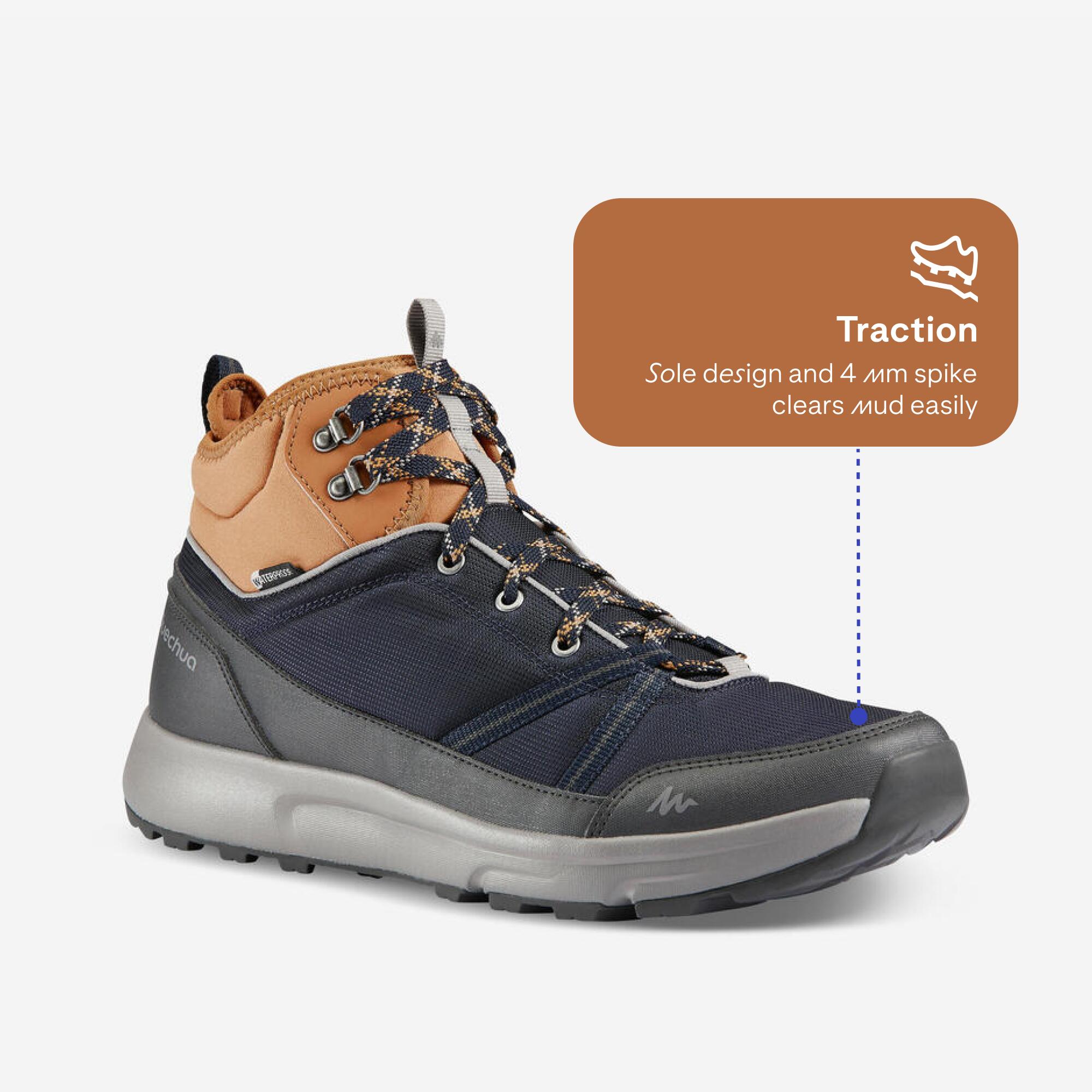 Men Water Resistant Mid Ankle Hiking Shoes Brown - NH150