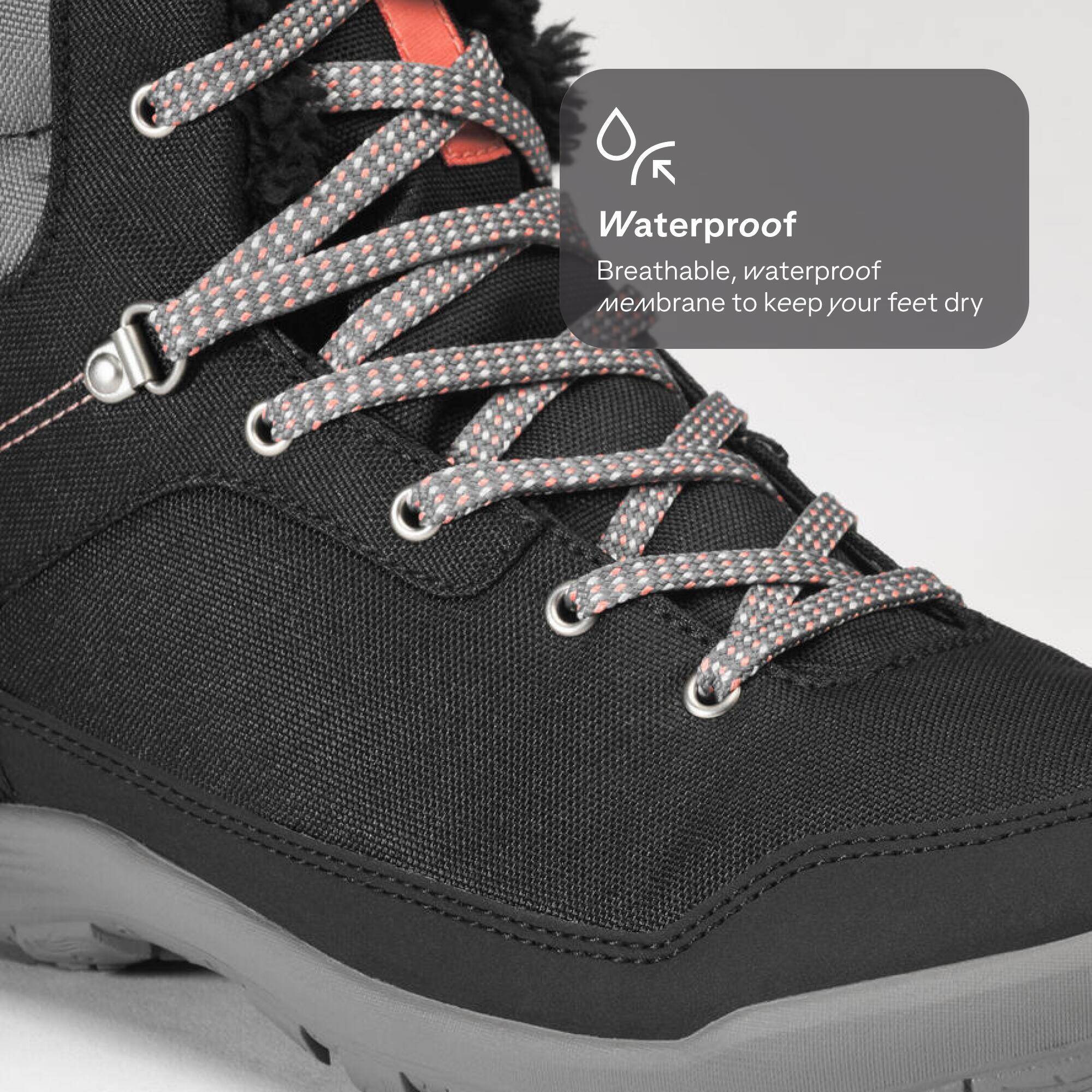 Women Mid Ankle Winter Shoes with Waterproofing Black - SH100 -  4