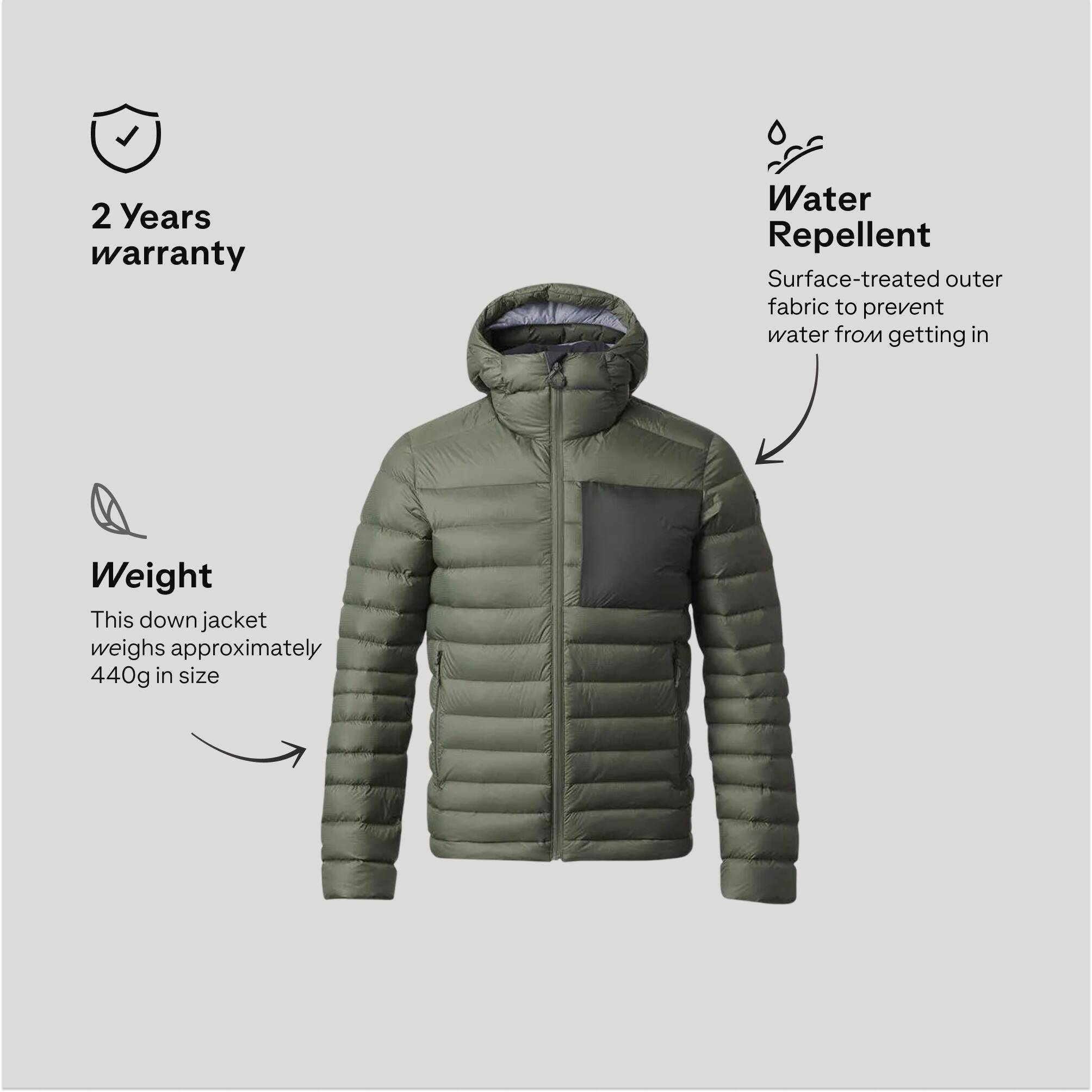 Men Lightweight Packable Down Jacket - MT500 -10°C Green -  4