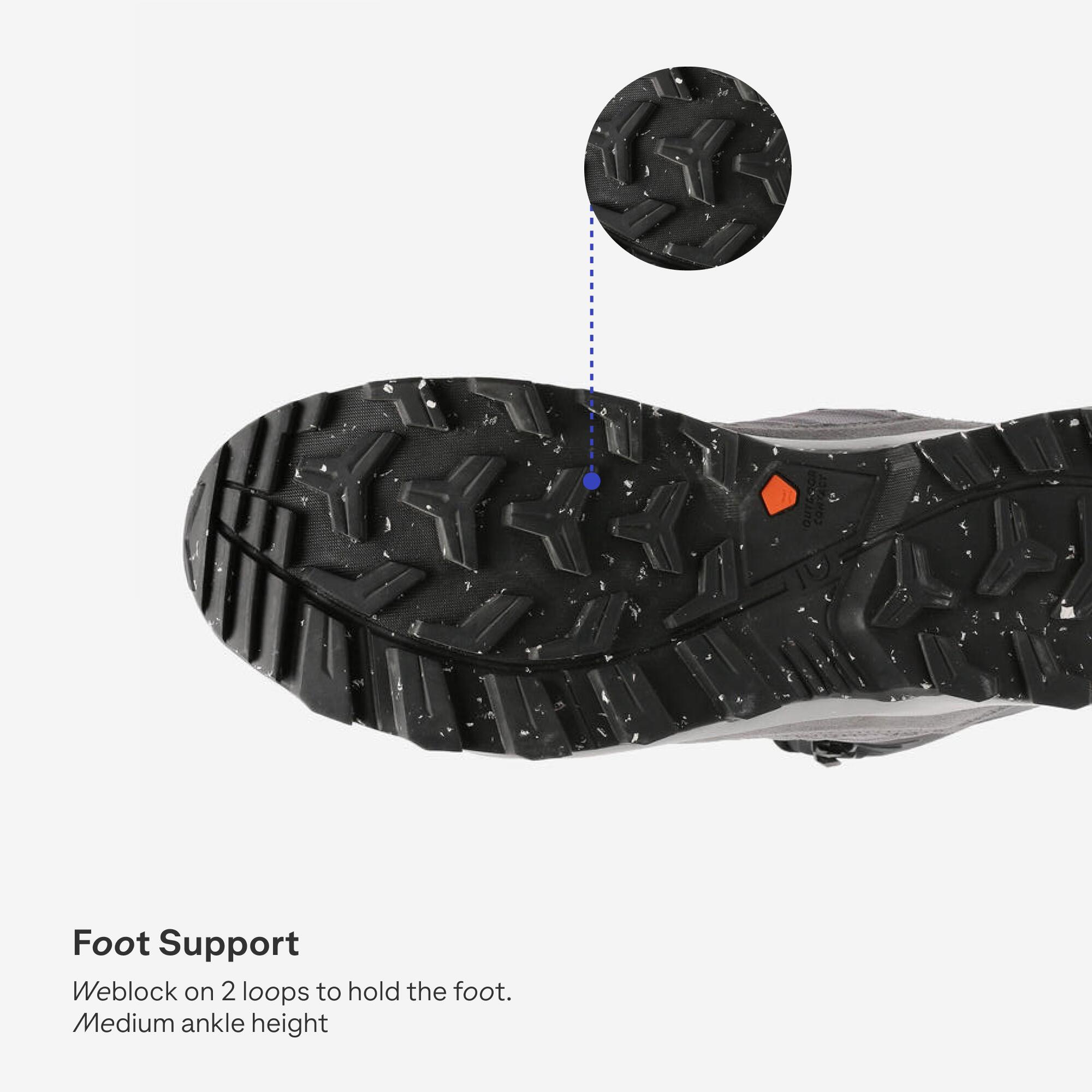 Men Waterproof Hiking Shoes Mid Ankle with Cushion Comfort Grey - MH500