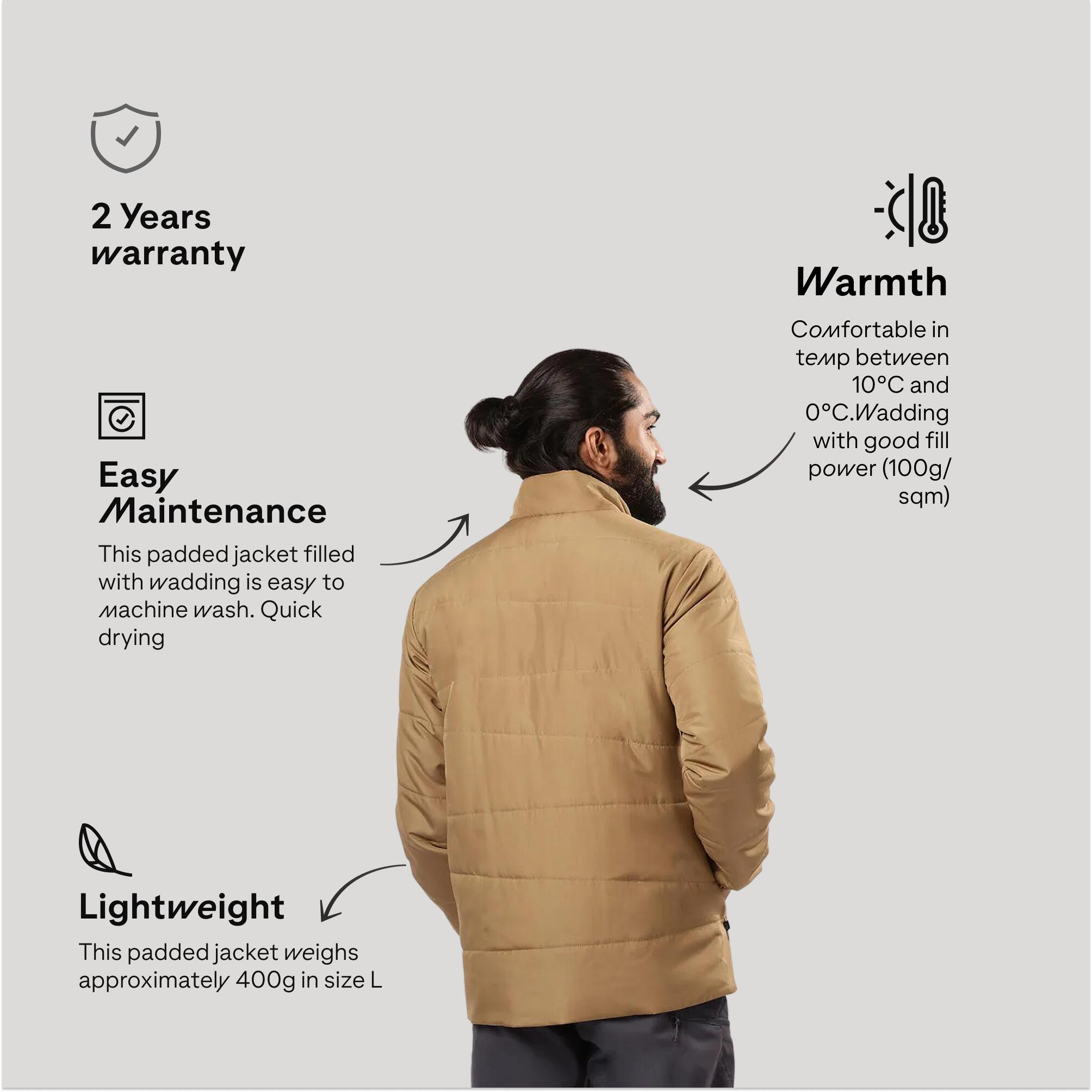 Men Puffer Jacket for Trekking - MT50 Brown