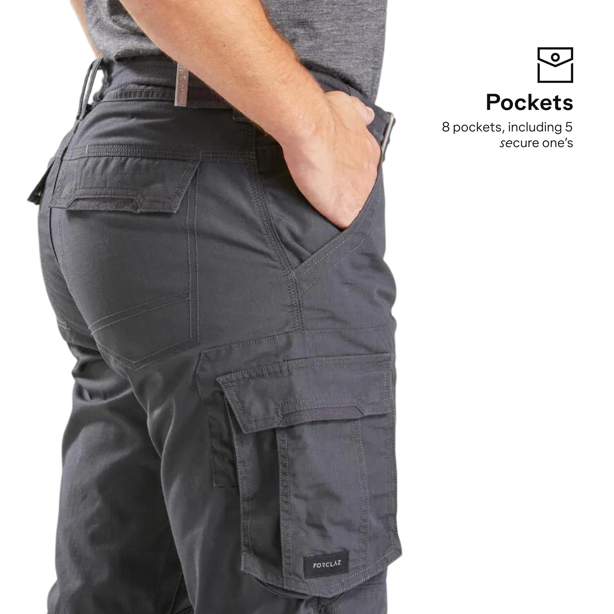 Men Straight Fit Durable Cargo Pant Grey - Travel 100