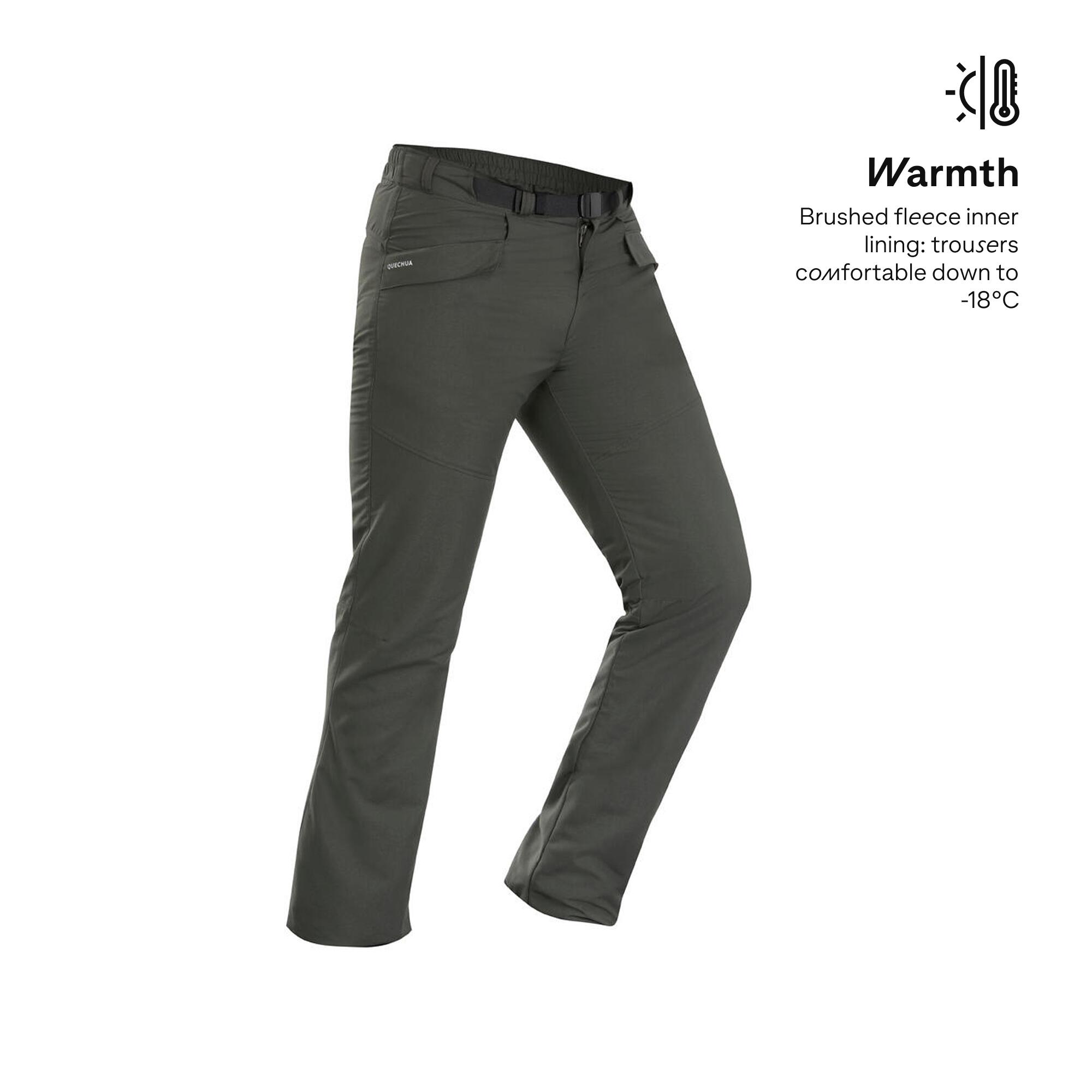 Men Warm Water-repellent Hiking Trousers  SH100 - Green