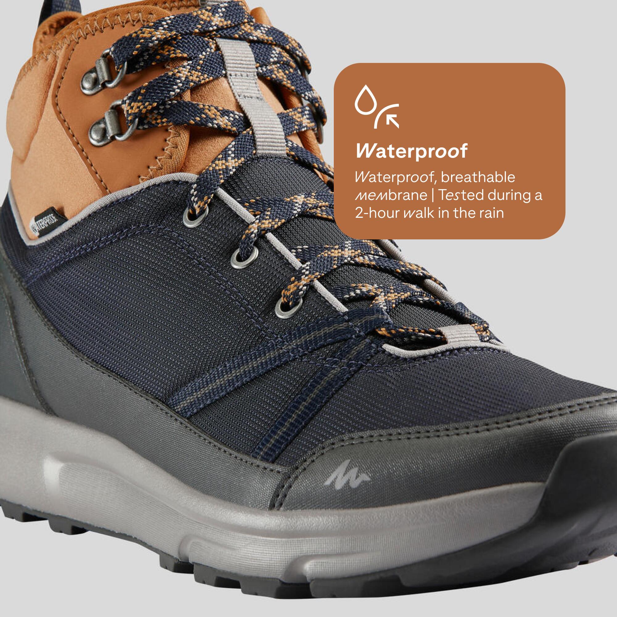 Men Water Resistant Mid Ankle Hiking Shoes Brown - NH150