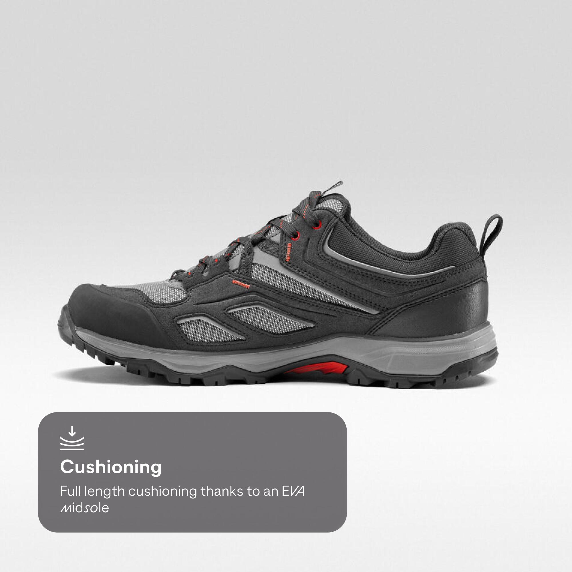 Men Low Ankle Waterproof Hiking Shoes with Non-Slip Outsole Grey - MH100