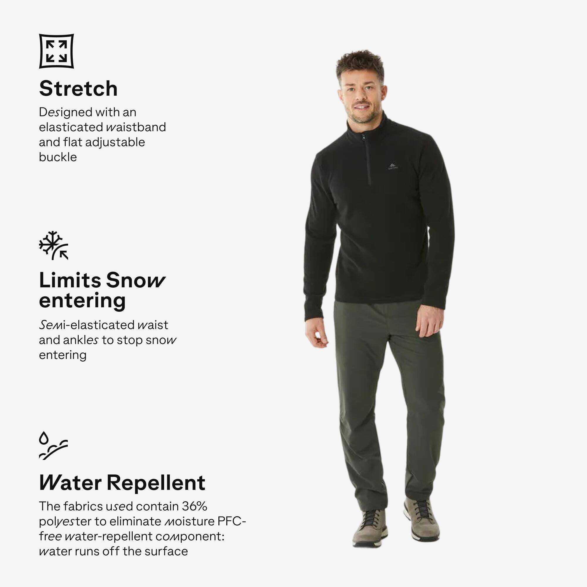 Men Warm Water-repellent Hiking Trousers  SH100 - Green -  2