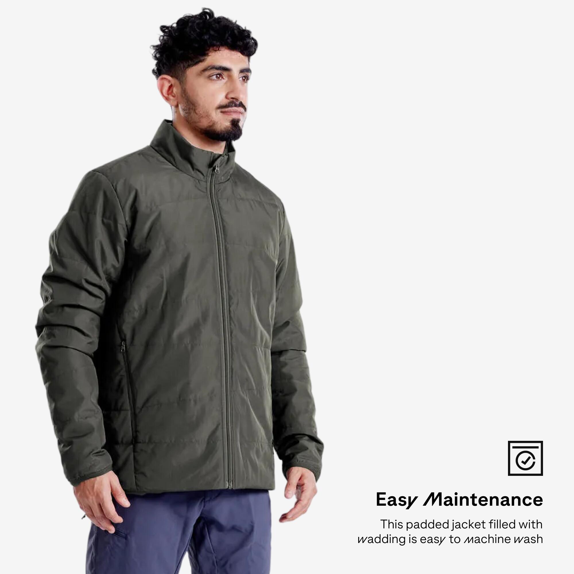 Men Puffer Jacket for Trekking - MT50 Khaki