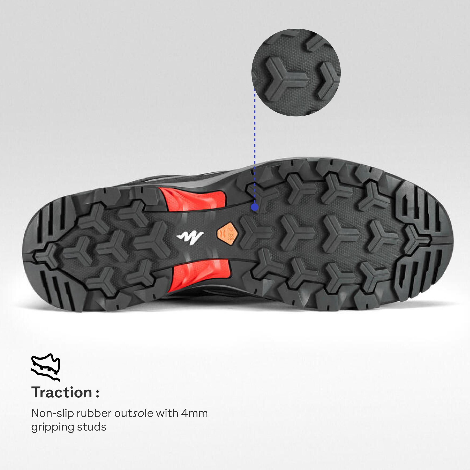 Men Low Ankle Waterproof Hiking Shoes with Non-Slip Outsole Grey - MH100