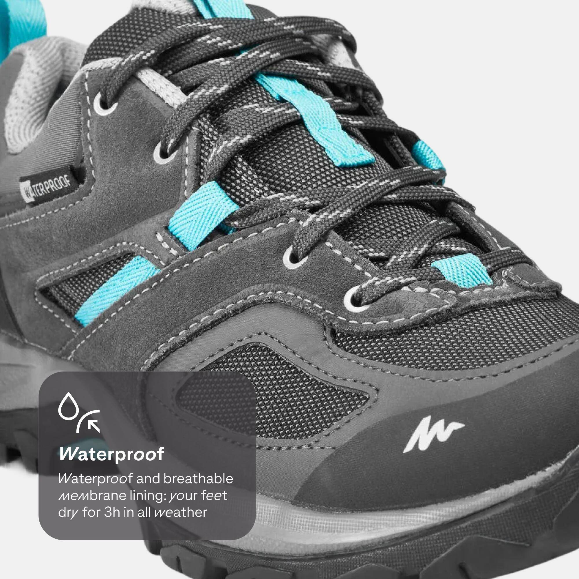 Women Low Ankle Waterproof Hiking Shoes with Non-Slip Outsole Grey - MH100 -  4