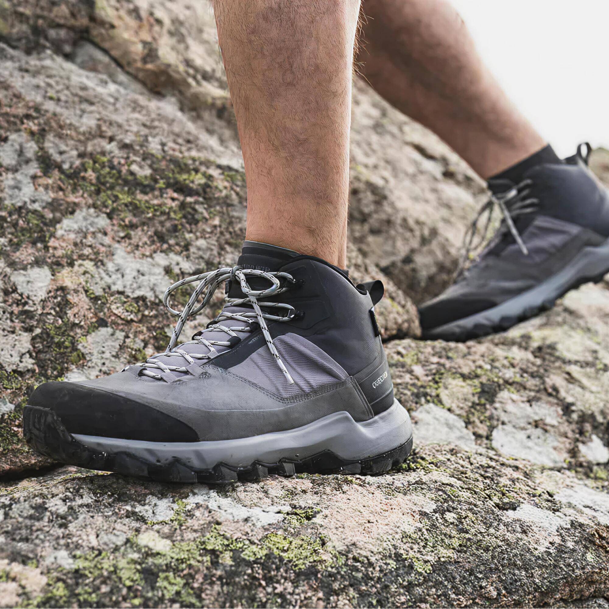 Men Waterproof Hiking Shoes Mid Ankle with Cushion Comfort Grey - MH500 -  3