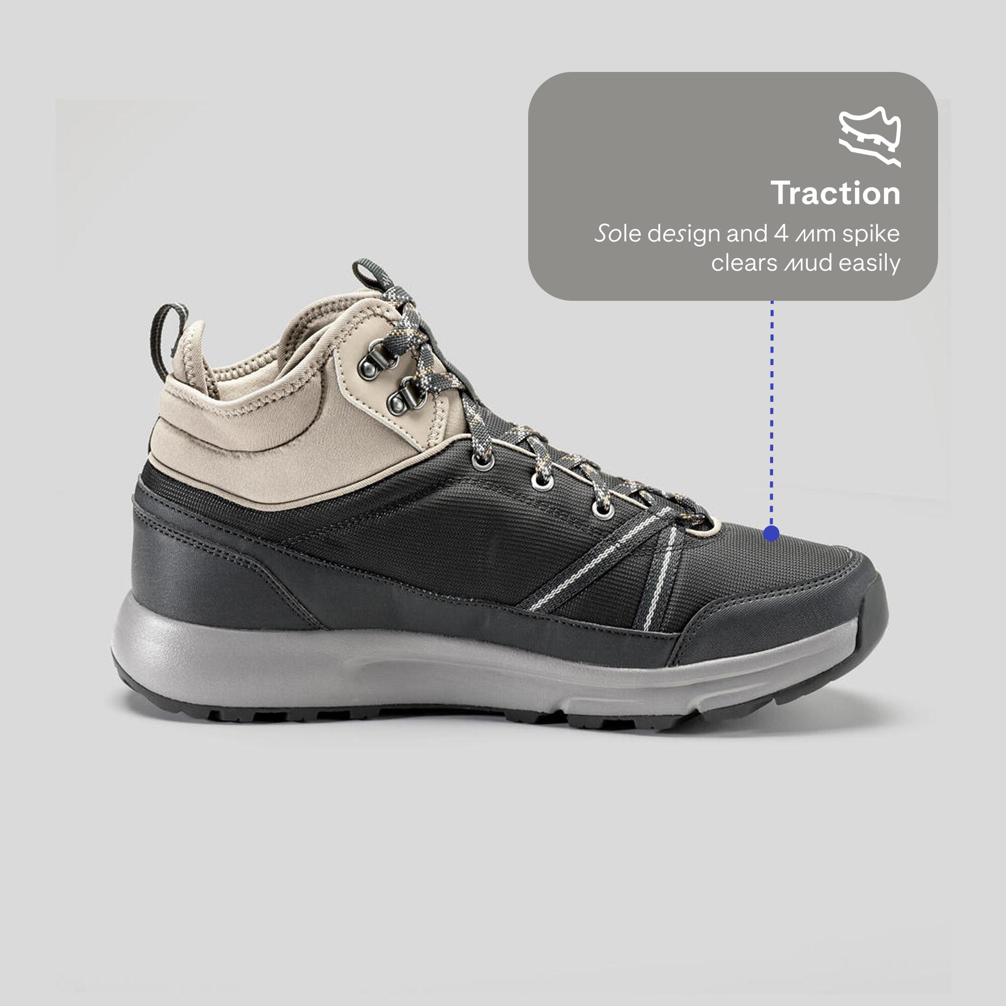 Men Water Resistant Mid Ankle Hiking Shoes Beige - NH150