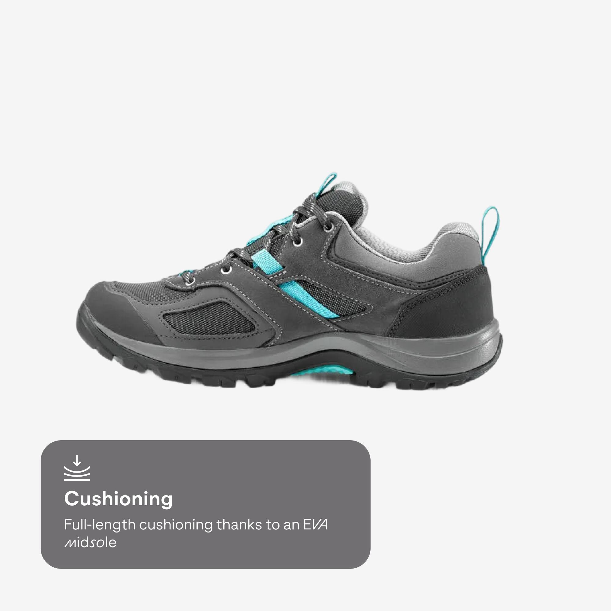 Women Low Ankle Waterproof Hiking Shoes with Non-Slip Outsole Grey - MH100