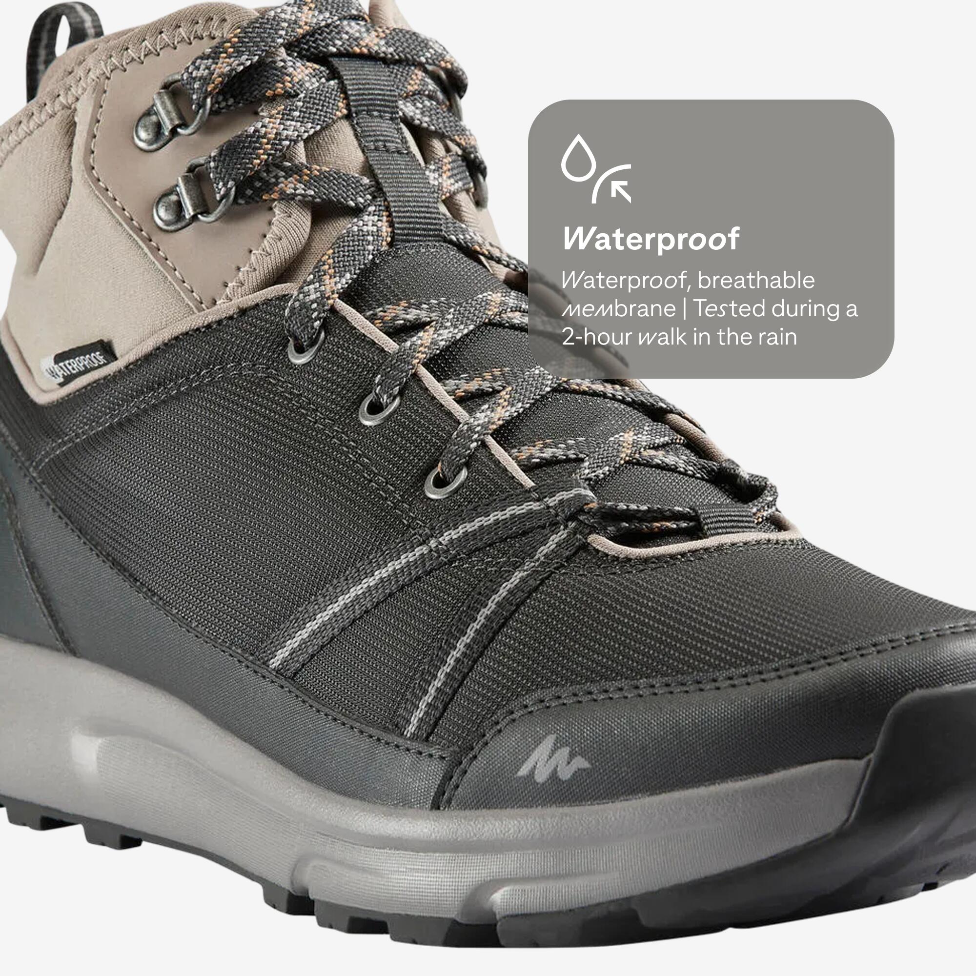 Men Water Resistant Mid Ankle Hiking Shoes Beige - NH150